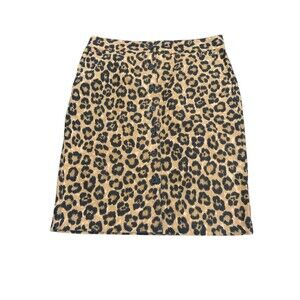 Lauren Ralph Lauren 10 Linen Animal Cheetah Print Quiet Luxury Pencil Skirt Mob
